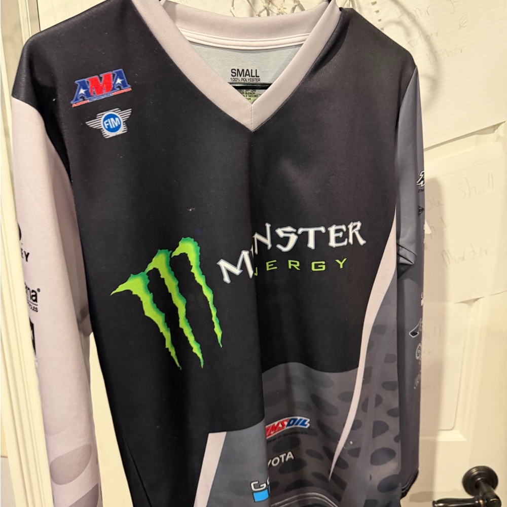 Monster Energy Men's Black and Gray Racing Jersey